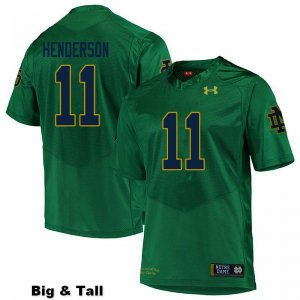 Notre Dame Fighting Irish Men's Ramon Henderson #11 Green Under Armour Authentic Stitched Big & Tall College NCAA Football Jersey WDZ2599WY